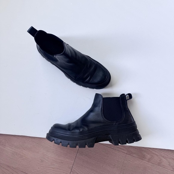 Koio Black Leather Boots 10 Platform Chunky Lung Ankle Grunge Minimalist - Picture 4 of 8